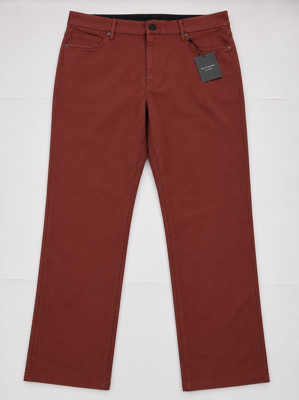 01.Algo Mens Performance Tech Golf Chino Pants Size 38x30 Burnt Brown/Maroon